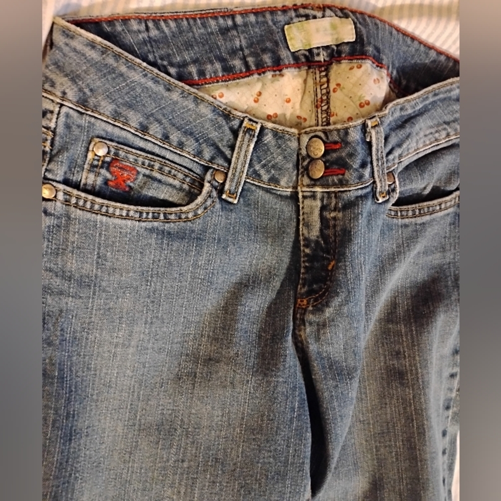 Vintage Wrangler Snap Front Cherry Lined Straight Leg Denim Jeans Jr.11 - Picture 6 of 14